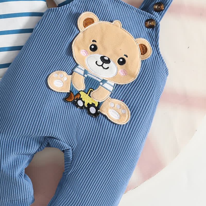 Baby Boy Animal Cord Overalls & Stripe Bodysuit With A Hat - image 10