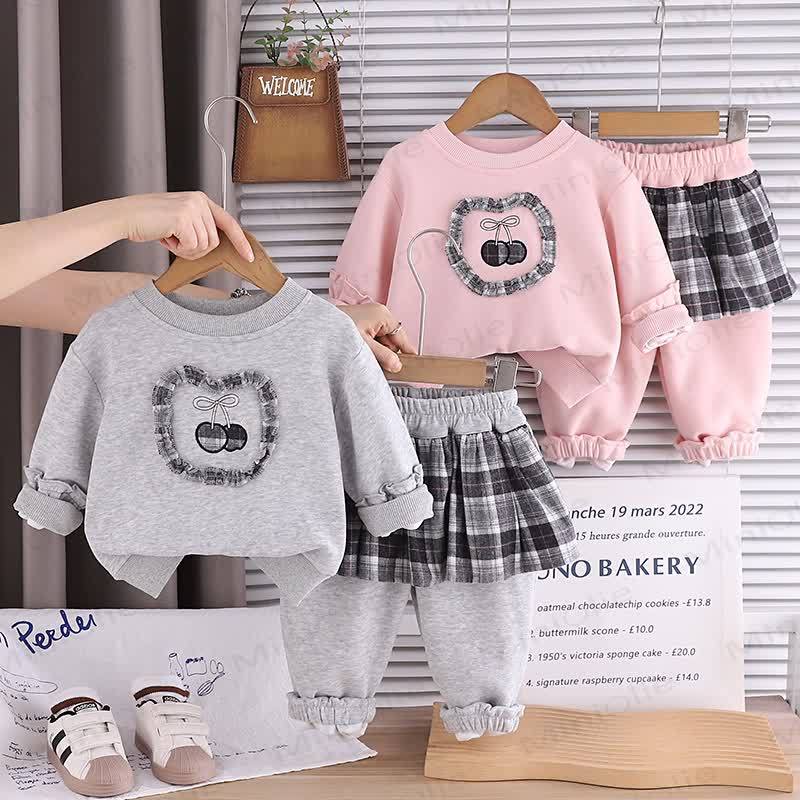 Baby Toddler Girl Love Cherry Plaid 2-piece Set - image 1