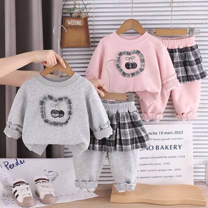 Baby Toddler Girl Love Cherry Plaid 2-piece Set - image 1