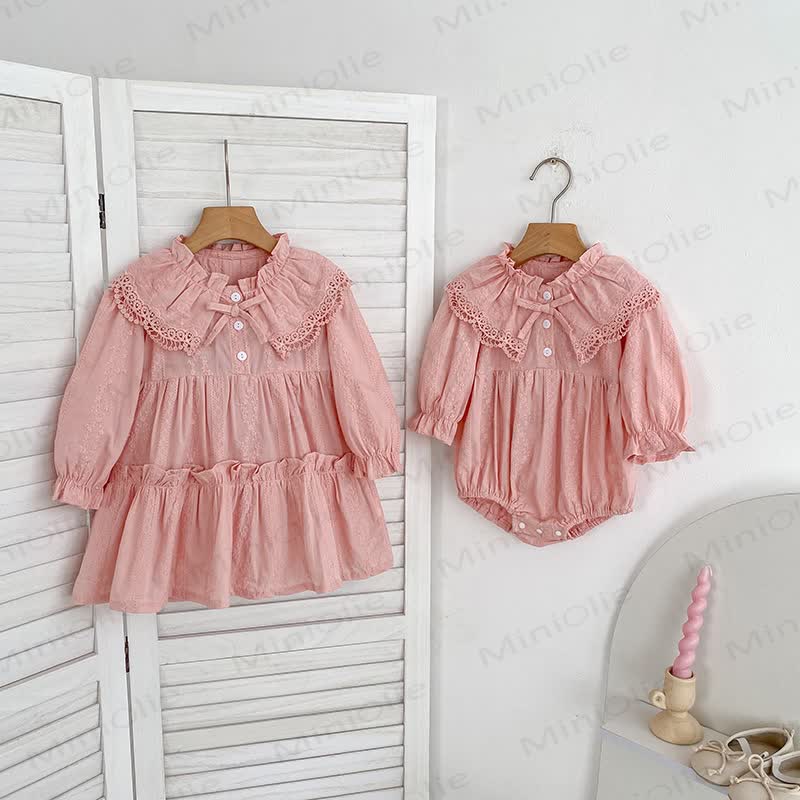 Baby Toddler Girl Lapel Lace Bow Dress/ Bodysuit - image 1