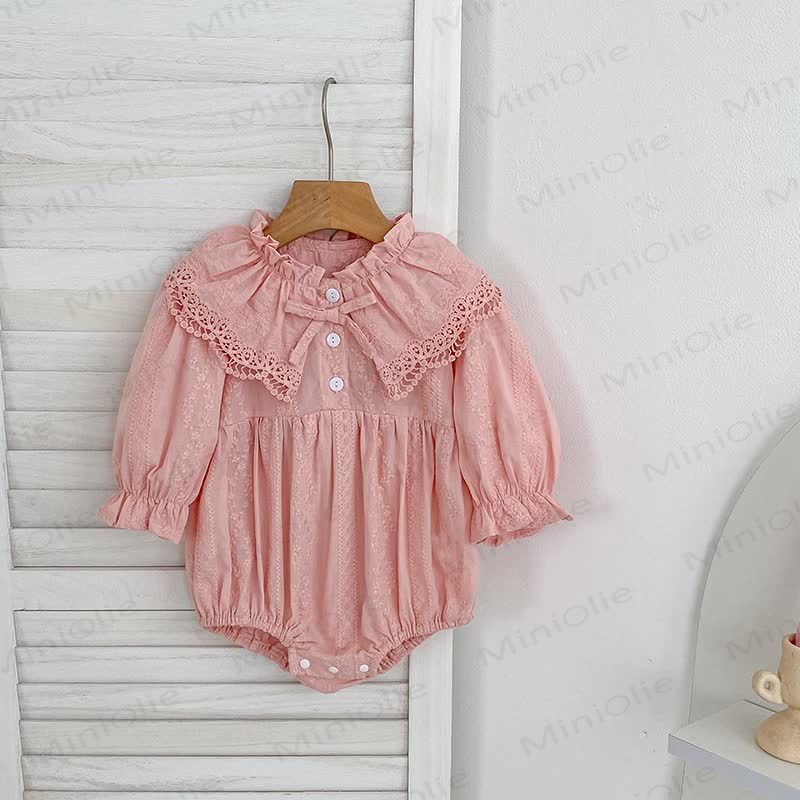 Baby Toddler Girl Lapel Lace Bow Dress/ Bodysuit - Pink Bodysuit - 8Y - image 5