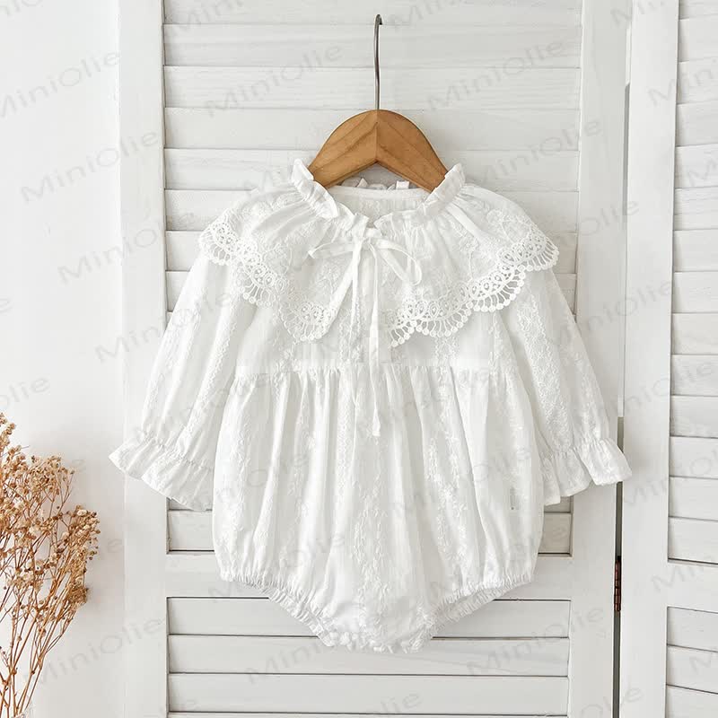 Baby Toddler Girl Lapel Lace Bow Dress/ Bodysuit - White Bodysuit - 8Y - image 10
