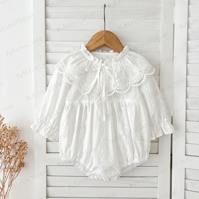 Baby Toddler Girl Lapel Lace Bow Dress/ Bodysuit - White Bodysuit - 8Y - image 10
