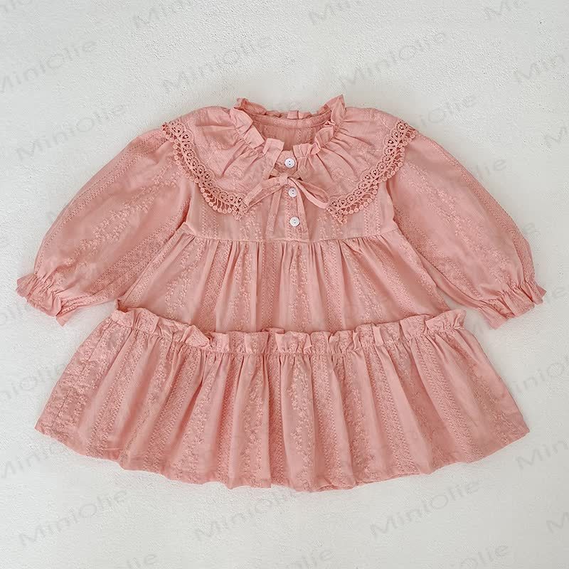 Baby Toddler Girl Lapel Lace Bow Dress/ Bodysuit - image 4