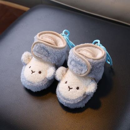 Baby Monkey Fleece Lined Booties - Blue - 10-15M - image 1