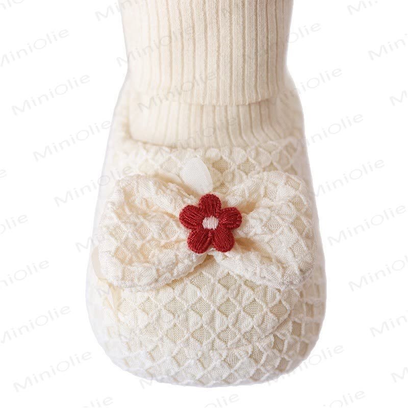 Baby Flower Fleece Lined Socks Shoes - image 2