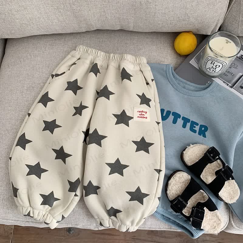 Baby Toddler Boy Star Fleece Lined Pants - Beige - 8Y - image 3