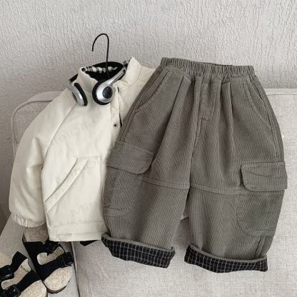 Baby Toddler Boy Cord Plaid Loose Pants - image 4