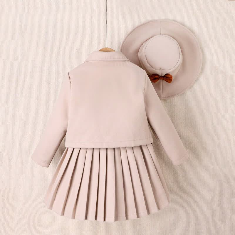 Toddler Kid Lapel Solid Color Pleated Dress - image 4