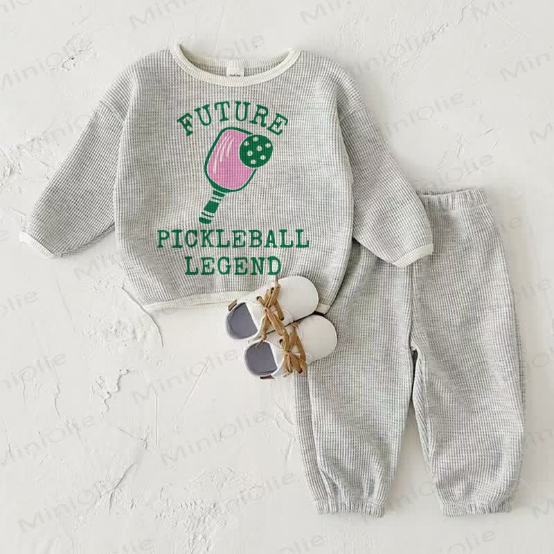 FUTURE PICKLEBALL LEGEND Baby Waffle Light Grey Sweatshirt 2-piece Set - Light Gray - 2-3T - image 1