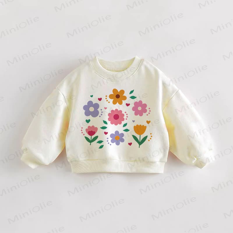 Baby Toddler Floral Cream Sweatshirt - Cream - 3-5T - image 1