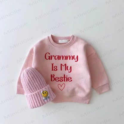 GRAMMY IS MY BESTIE Baby Girl Pink Love Sweatshirt - Pink - 2-3T - image 1