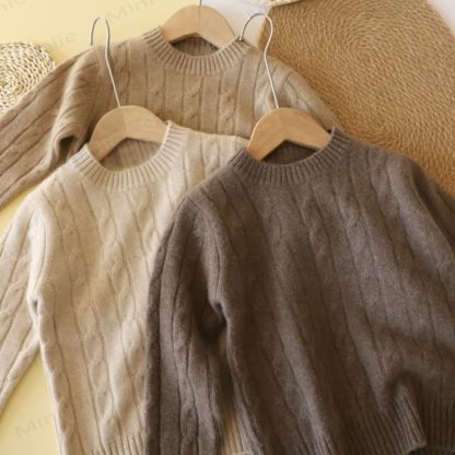 Kid Solid Color Crew Neck Knit Pullover Sweater - image 1