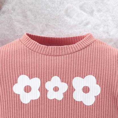 Baby Girl Rib Pink Flower Top & Bell Pants - image 2