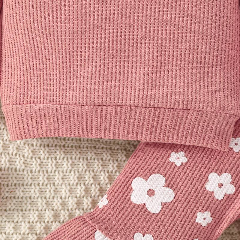 Baby Girl Rib Pink Flower Top & Bell Pants - image 4