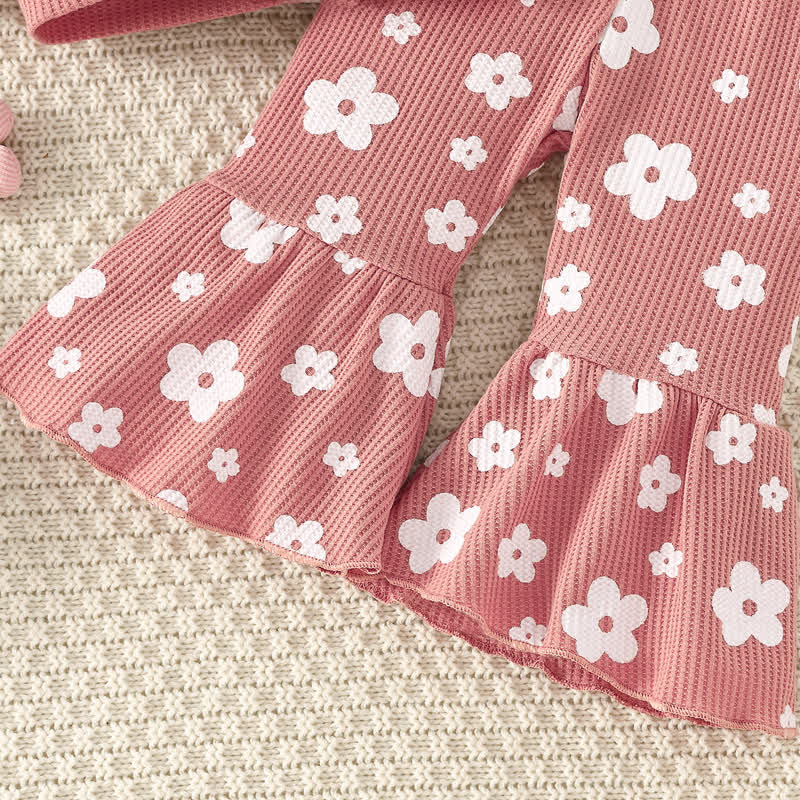Baby Girl Rib Pink Flower Top & Bell Pants - image 5