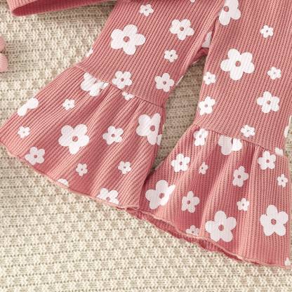 Baby Girl Rib Pink Flower Top & Bell Pants - image 5