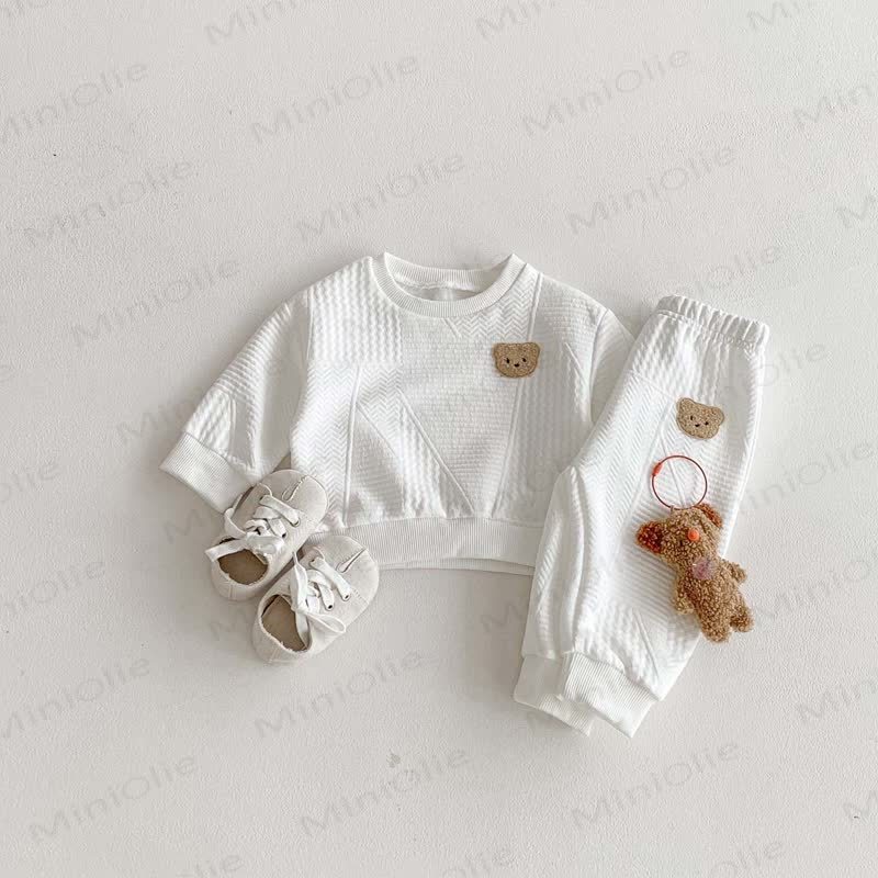 Baby Boy Bear 2-piece White Set - image 4