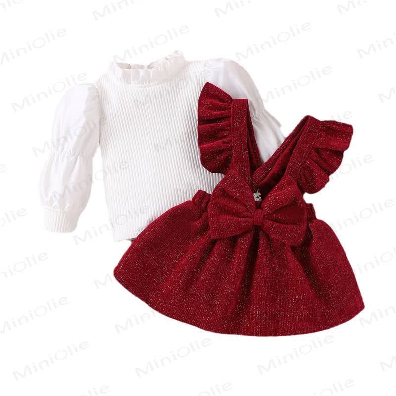 Baby Girl Bow Flying Sleeves Dress - image 2