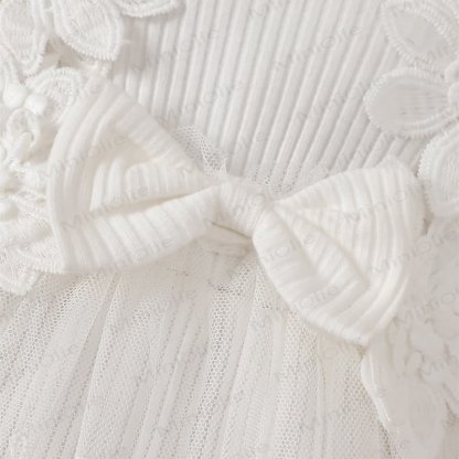 Baby Girl Bow Flower Flying Sleeves Lace Romper Dress - image 27