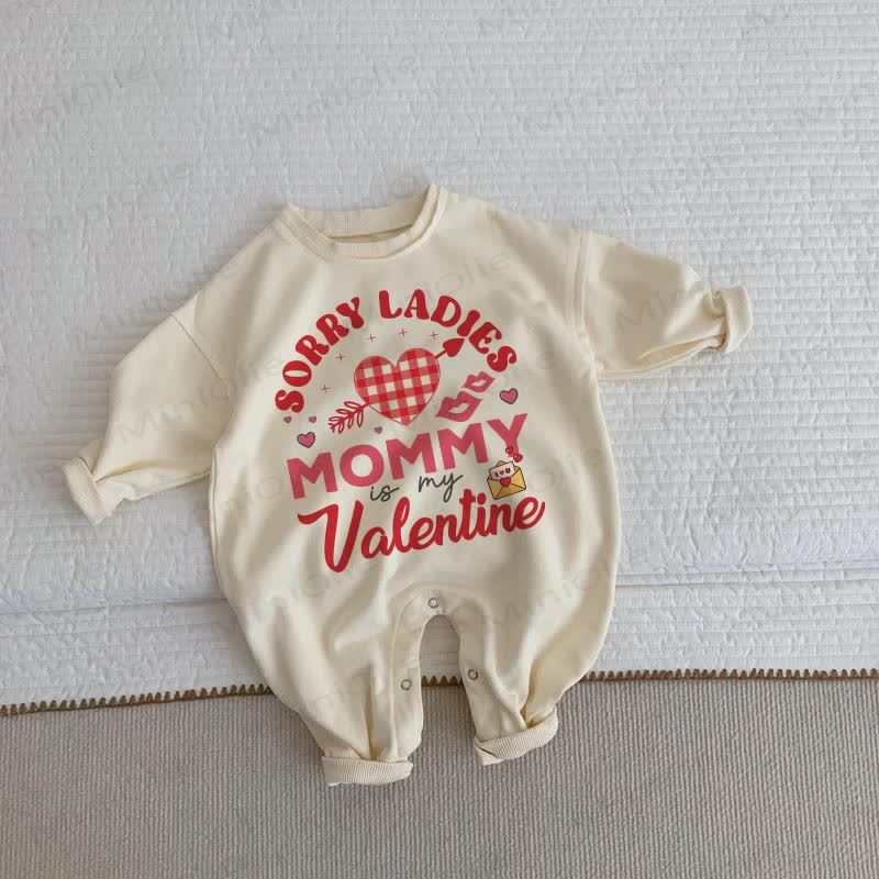 SORRY LADIES MOMMY IS MY VALENTINE Baby Toddler Beige Romper - Beige - 2-3T - image 1