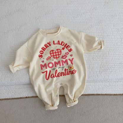 SORRY LADIES MOMMY IS MY VALENTINE Baby Toddler Beige Romper - Beige - 2-3T - image 1