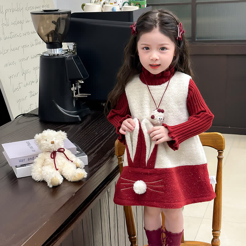 Toddler Kid Girl Bunny Sleeveless Dress/ Red Top - image 5