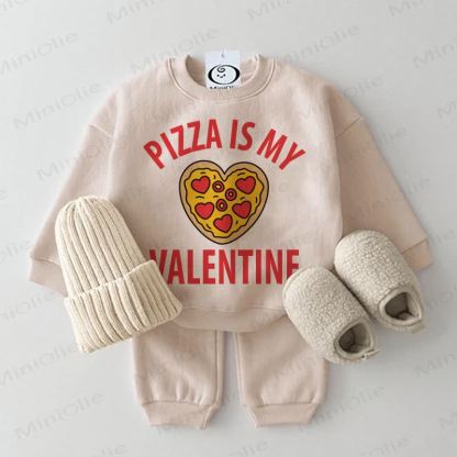 PIZZA IS MY VALENTINE Baby Beige 2-piece Set - Beige - 2-3T - image 1