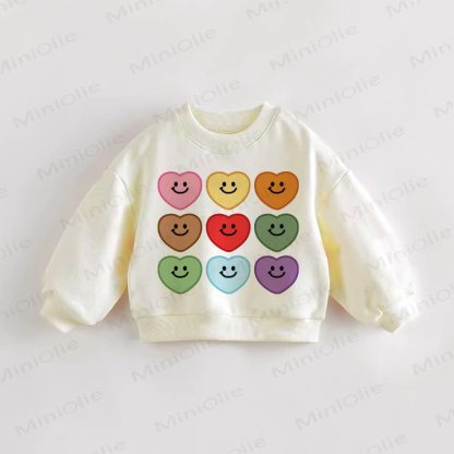Baby Cream Colorful Heart Smile Sweatshirt - Cream - 3-5T - image 1