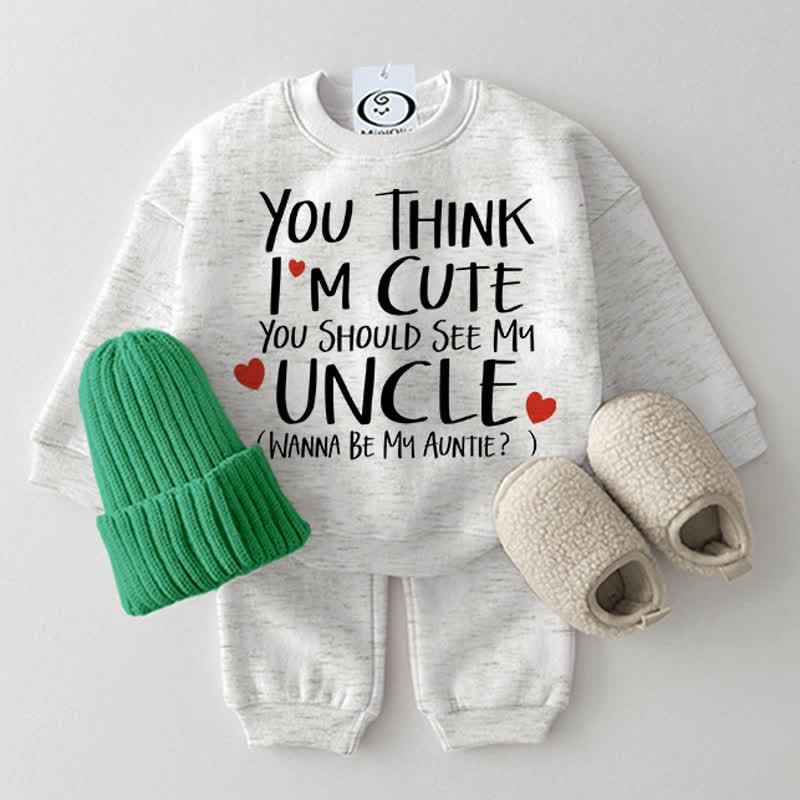 YOU THINK I'M CUTE YOU SHOULD SEE MY UNCLE WANNA BE MY AUNTIE Baby Love 2-piece Set - Light Gray - 2-3T - image 3