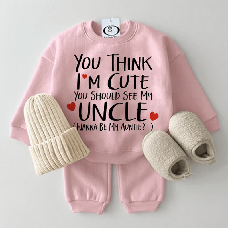 YOU THINK I'M CUTE YOU SHOULD SEE MY UNCLE WANNA BE MY AUNTIE Baby Love 2-piece Set - Pink - 2-3T - image 2