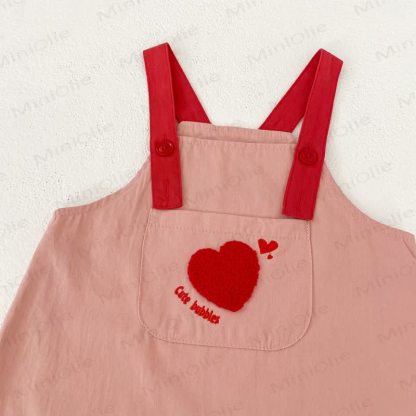 CUTE BUBBLES Baby Toddler Girl Love Overalls/Beige Top - image 8