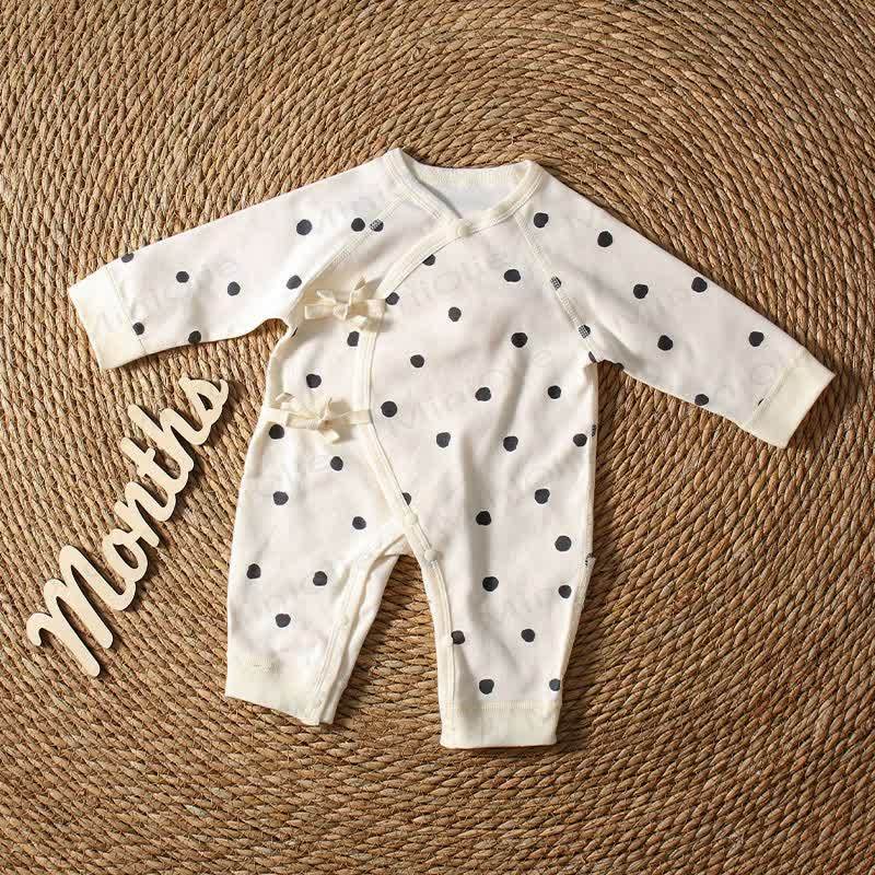 Baby Polka Dot Printed Newborn Romper - Beige - 6-12M - image 1