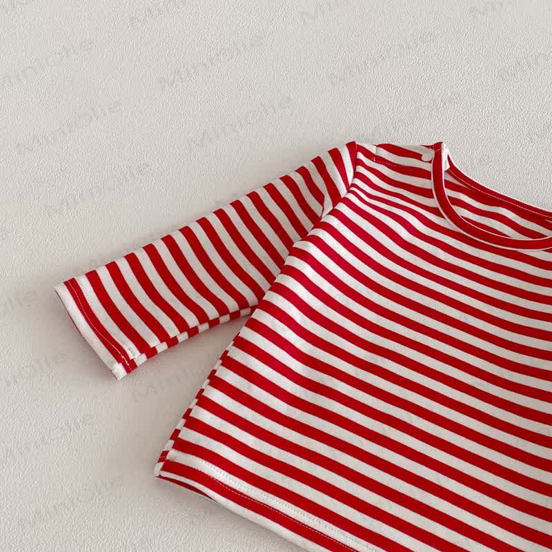 MAIMAI PUPPY Baby Girl White Overalls & Red White Stripe Top - image 9