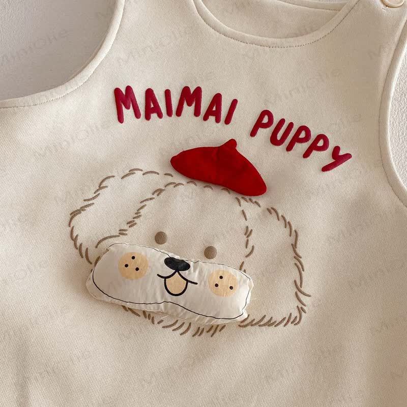 MAIMAI PUPPY Baby Girl White Overalls & Red White Stripe Top - image 7