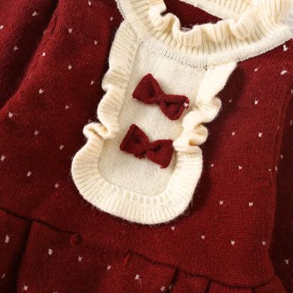 Toddler Girl Bow Knit Dot Dress - image 4