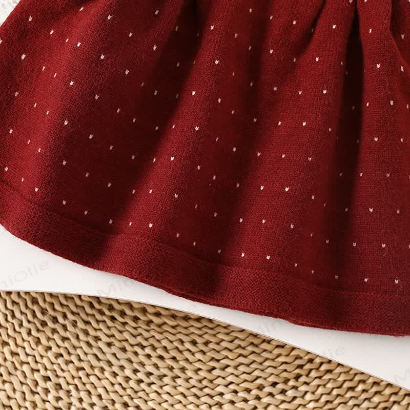 Toddler Girl Bow Knit Dot Dress - image 5