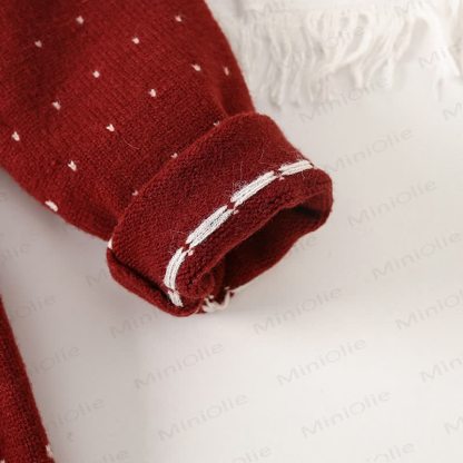 Toddler Girl Bow Knit Dot Dress - image 7