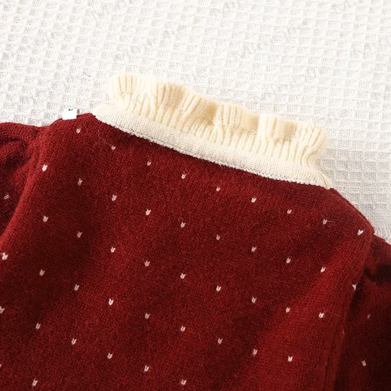 Toddler Girl Bow Knit Dot Dress - image 8