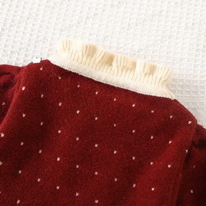 Toddler Girl Bow Knit Dot Dress - image 8