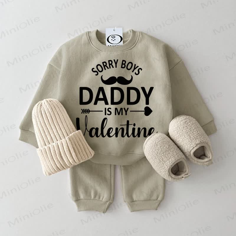 SORRY BOYS DADDY IS MY VALENTINE Baby Grey Green 2-piece Set - Grey Green - 2-3T - image 1