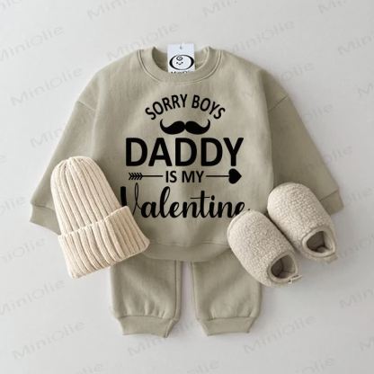 SORRY BOYS DADDY IS MY VALENTINE Baby Grey Green 2-piece Set - Grey Green - 2-3T - image 1