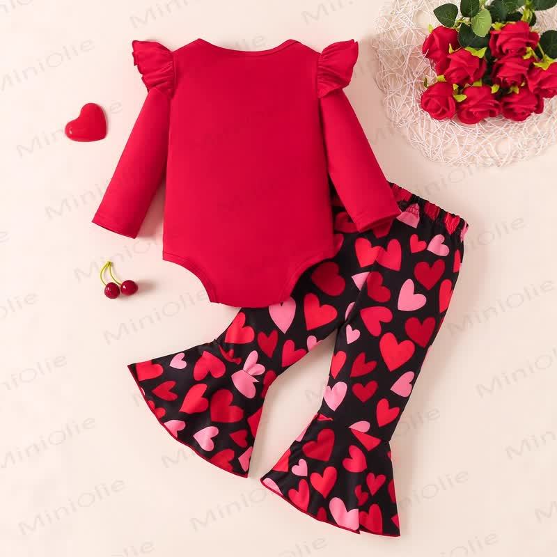 DADDY IS MY VALENTINE Baby Girl Love Flying Sleeves Bodysuit & Pants - image 2