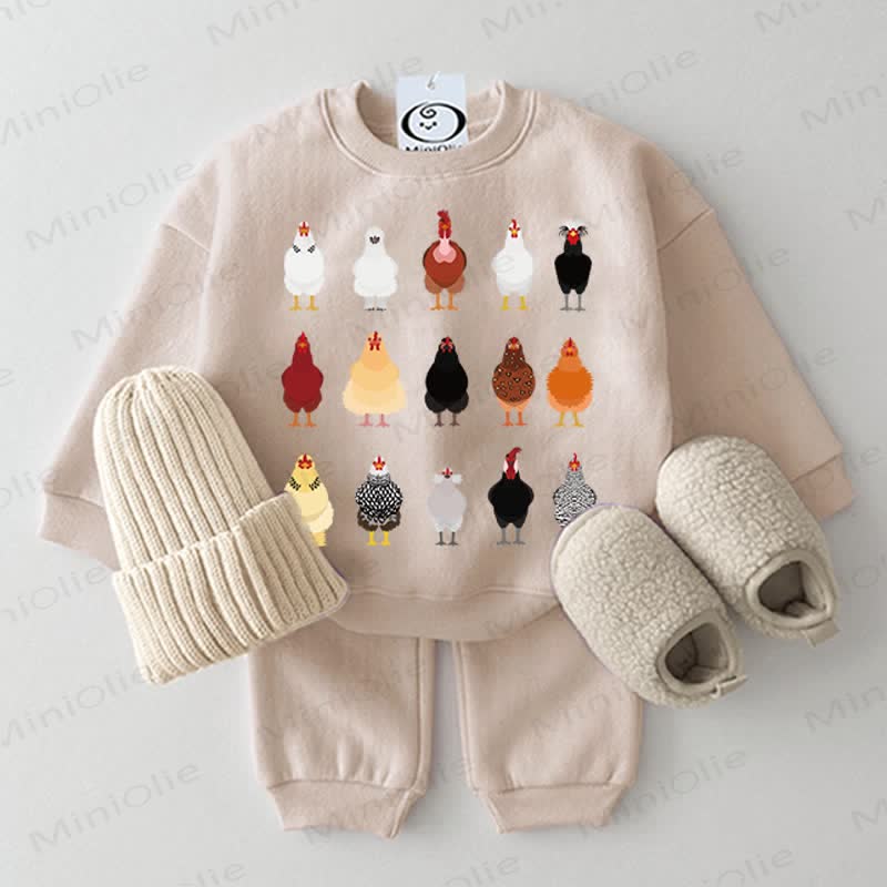 Baby 2-piece Multicolor Chicken Beige Set - Beige - 2-3T - image 1
