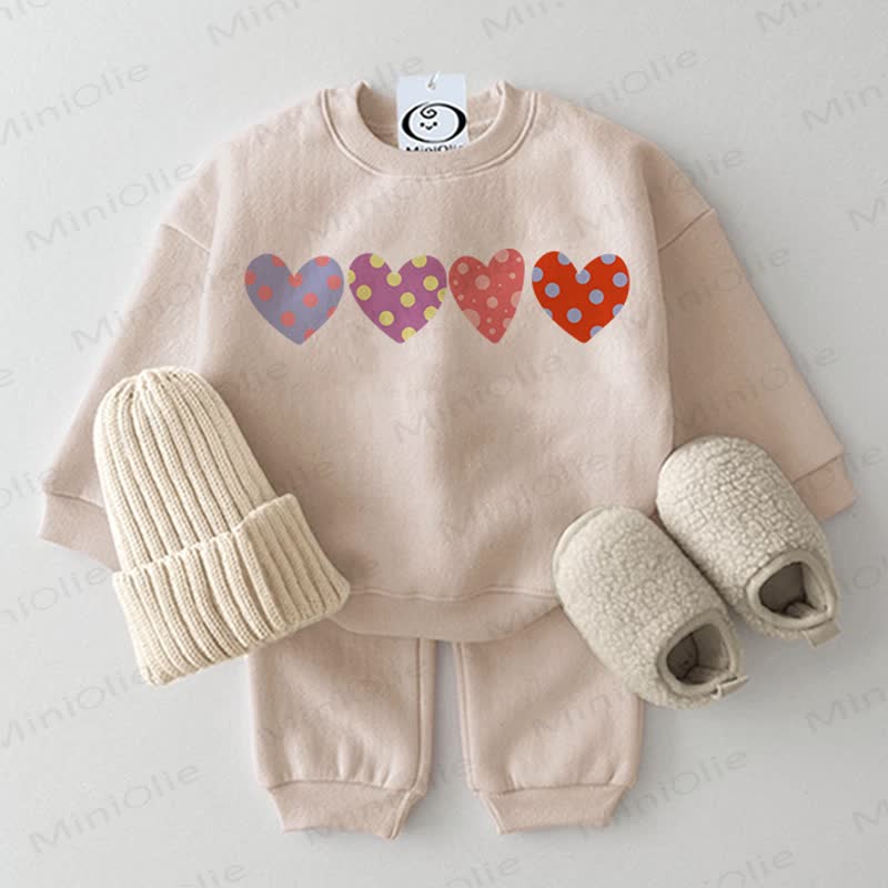 Baby 2-piece Multicolor Love Dot Beige Set - Beige - 2-3T - image 1