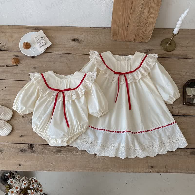 Baby Toddler Girl Bow Lace Dress/ Bodysuit - image 3