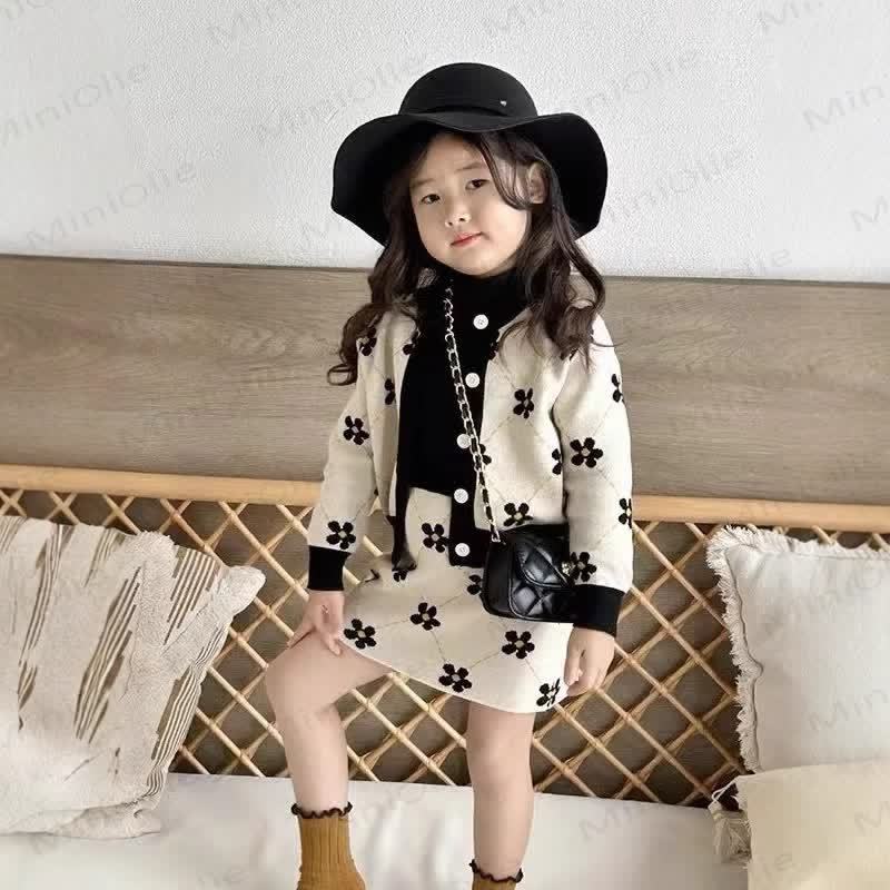 Toddler Girl Flower Beige Dress - image 3