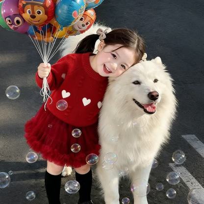 Toddler Girl Embroidered Love Knit Sweater Or Tutu Skirt - image 2