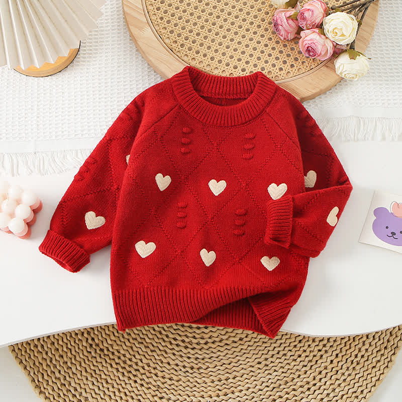 Toddler Girl Embroidered Love Knit Sweater Or Tutu Skirt - Red Sweater - 8Y - image 4