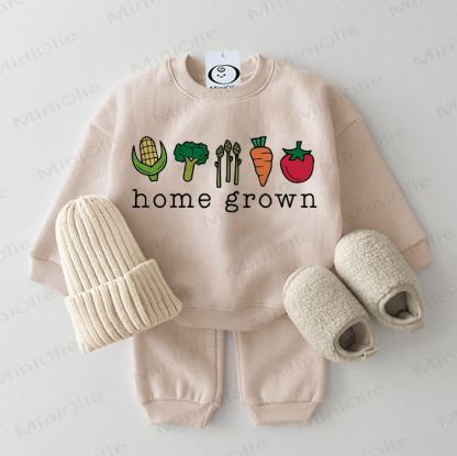 HOME GROWN Baby Vegetable Sweatshirt 2-piece Beige Set - Beige - 2-3T - image 1